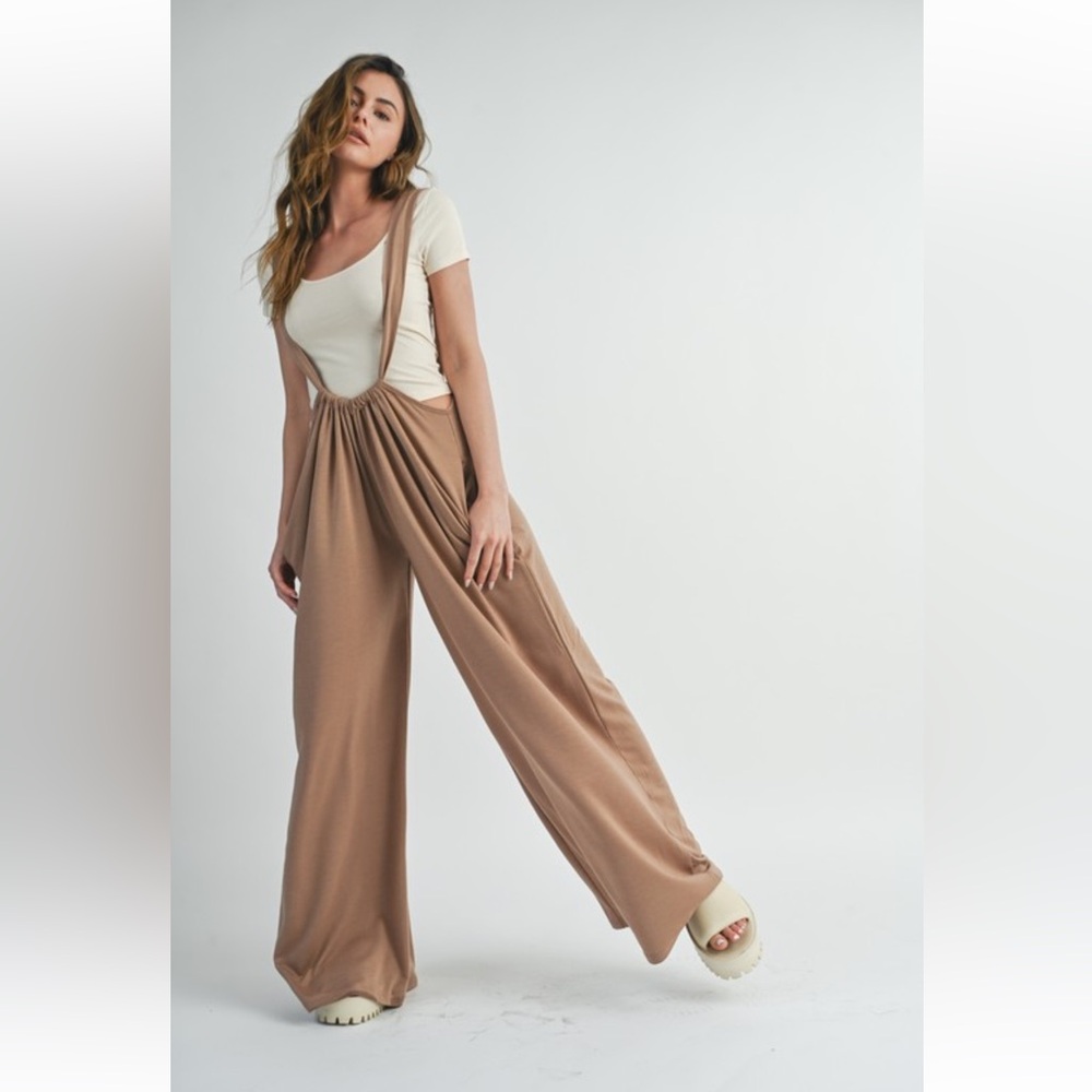 WinWin Tan Jumpsuit with Cream Top